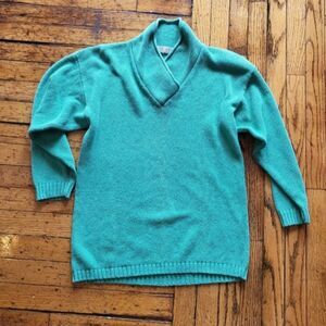 Crystal-Kobe Vintage V-Neck Knit Sweater Green‎